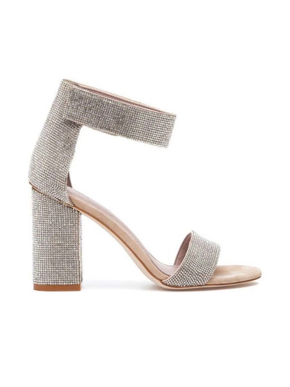 Jeffrey Campbell Sparkling Ankle-Strap Block Heels - Silver